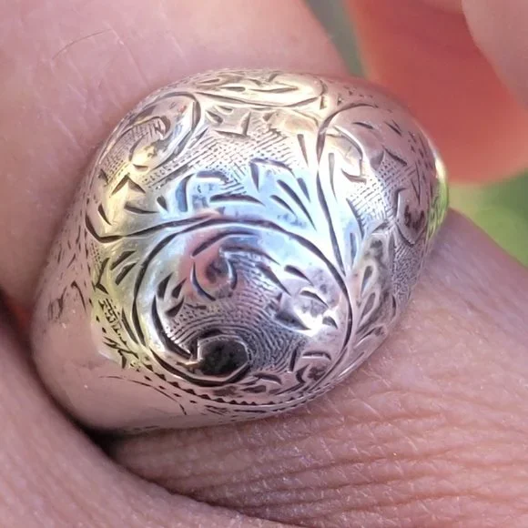Vintage 925 sterling silver SIAM bubble untricately hand chased engraved ring - Picture 4 of 15